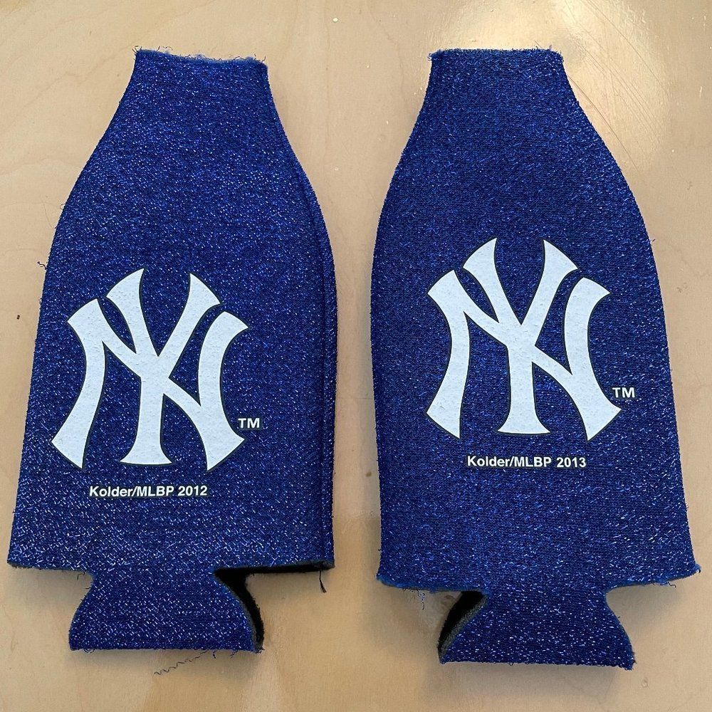Lot of 2 $ Kolder NY Yankees Glitter Beer Bottle Koozies Blue